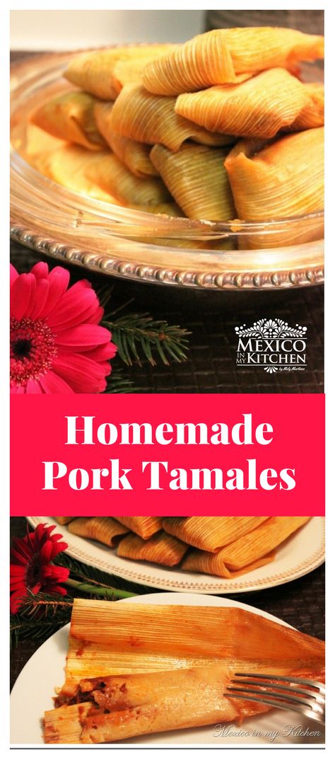 How to make Homemade pork Tamales │ Pork tamales made at home using masa harina are very tasty! These ones are made with pulled pork the Mexican way. #mexicanrecipes #mexicanfood #mexicancuisine #pork #tamales Tamales Authentic Mexican, Tamales Recipe Pork, Easy Tamales, Homemade Tamales, Pork Tamales, Mexican Pork, Tamale Recipe, Hot Tamales, Corn Flour