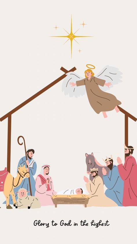 Manger Scene Illustration, Christmas Wallpaper Baby Jesus, Jesus Art Christmas, Aesthetic Nativity Scene Wallpaper, Christmas Background Jesus, Christmas Angel Wallpaper, Jesus Is Born Christmas, Christmas Jesus Illustration, Jesus Is Born Wallpaper