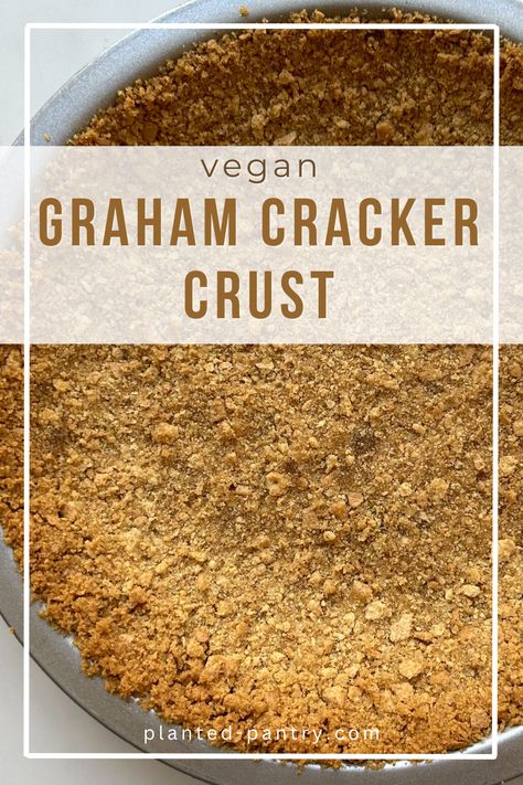 This Vegan Graham Cracker Crust comes together with just 4 ingredients in under 10 minutes. Use it for pies, tarts, and more! Grahm Cracker Crust, Graham Cracker Crust Cheesecake, Vegan Brownies Easy, Baked Graham Cracker Crust, Graham Cracker Pie Crust, Cracker Pie Crust, Graham Cracker Pie, Graham Cracker Crust Recipe, Cracker Pie