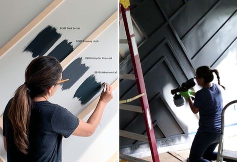 How to paint an accent wall - Behr Evening Hush Evening Hush Behr Paint, Behr Evening Hush, Best Black Behr Paint, Behr Dark Secret, Black Behr Paint, Behr Dark Colors, Black Locust Behr Paint, Ink Black Behr Paint, Behr Black Paint