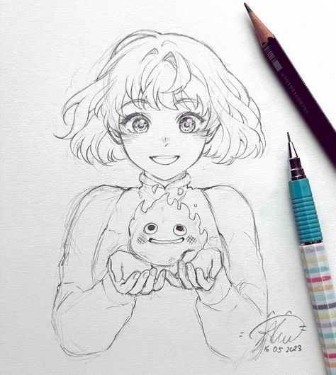 Ghibli Simple Art, Howls Moving Castle Sketch, Howls Moving Castle Drawing, Amine Drawings, Castle Sketch, Girls Drawing, Frames Diy, Castle Drawing, Tools Drawing