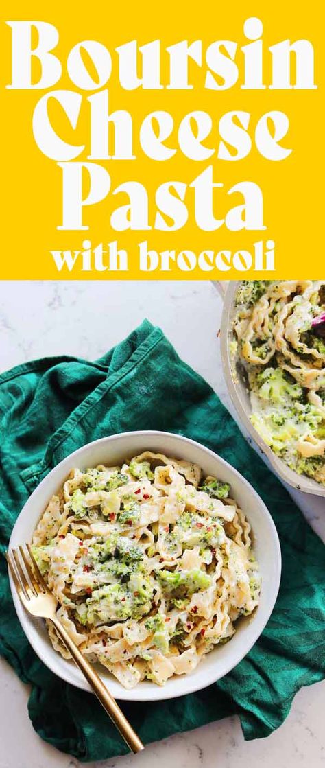 Boursin Cheese Pasta with Broccoli - Grilled Cheese Social Boursin Cheese Pasta, Broccoli Grilled, Boursin Pasta, Boursin Cheese Recipes, Boursin Recipes, Cheesy Pasta Recipes, Pasta With Broccoli, Boursin Cheese, Herb Cheese