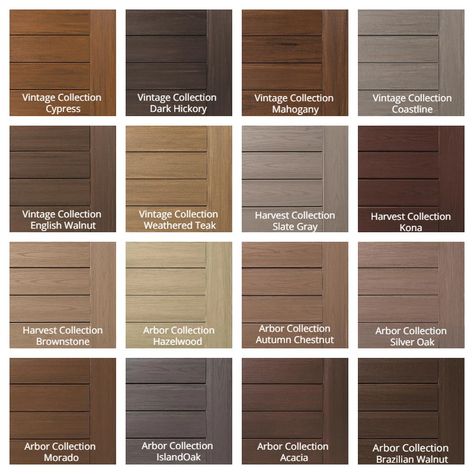 Azek English Walnut Deck, Trek Deck Colors, Composite Porch Ideas, Timber Tech Coconut Husk Deck, Pvc Decking Ideas, Azek Decking Ideas, Gray Trex Deck, Timber Tech Deck Colors, Trex Composite Decking Colors