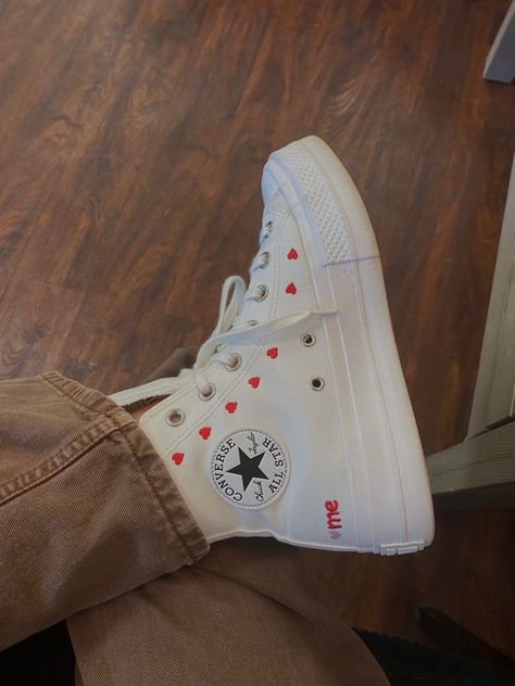 Valentine Day Converse, Valentines Day Converse, Valentines Converse, Halloween Converse, Heart Converse, Bday Gifts, Shoes 2022, Shoes Aesthetic, Online Closet