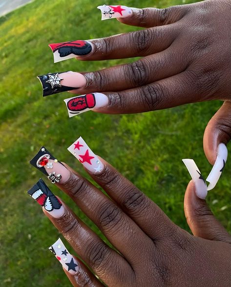 Kaws Duckies Nails, Christmas Kaws Nails, Red Kaws Nails, Red Kaws, Kaws Nails, Lipstick Nails, Duck Nails, Short Square Acrylic Nails, Long Square Acrylic Nails