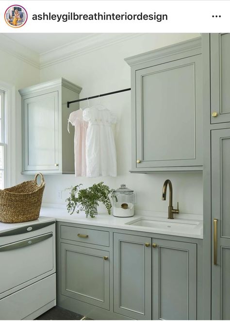 Blue Gray Farrow And Ball, Farrow And Ball Kitchen Cabinets, Farrow And Ball Blue Gray, Blue Grey Paint, Blue Painted Door, Light Blue Grey Paint, Ashley Gilbreath, Farrow And Ball Kitchen, Grey Blue Kitchen