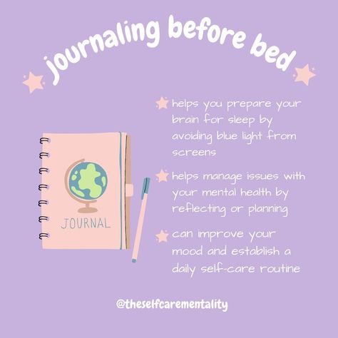 Bedtime Journaling Prompts, Sleep Schedule Journal, Journaling Before Sleep, Unwind Before Bed Journal Prompts, Before Bed Journal, Going To Sleep, Sleep Better, Happy Things, Self Care Activities