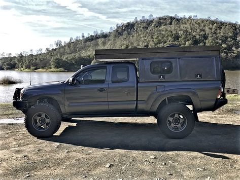 Click this image to show the full-size version. Tacoma Tent, Toyota Tacoma Camper Shell, Tacoma Camper Shell, Toyota Camper, Tacoma Accessories, Tacoma Mods, Toyota Tacoma 4x4, Tacoma 4x4, Truck Bed Camping