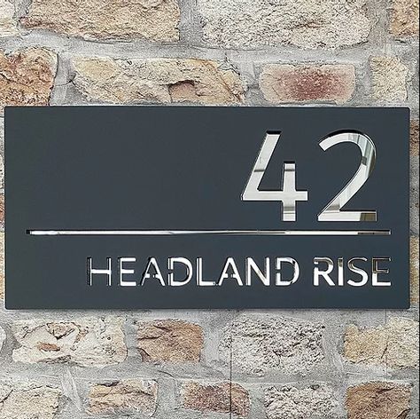 Contemporary House Numbers, Modern Contemporary House, House Name Plaques, Personalized Signs For Home, Name Plate Design, House Plaques, House Name, Personalized Plaques, Modern Contemporary Homes