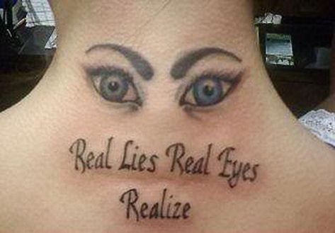 Real Lies Real Eyes Realize ~The Ugliest Worst Bad Tattoos Mother Tattoos For Children, Clever Tattoos, Awkward Family Photos, Mother Tattoos, Tattoo Fails, Bad Tattoos, Tattoo Project, Matching Tattoo, Funny Tattoos