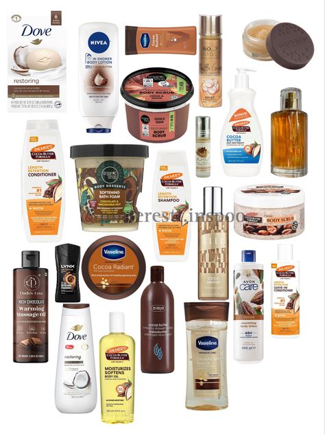 smell like chocolate all day with these products! Smelling Like Cocoa Butter, Cocoa Scented Products, Cocoa Butter Skincare, Cocoa Butter Scented Products, How To Smell Like Cocoa Butter All Day, Cocoa Butter Scent Combo, Chocolate Smelling Perfume, Perfumes That Smell Like Cocoa Butter, How To Smell Like Cocoa