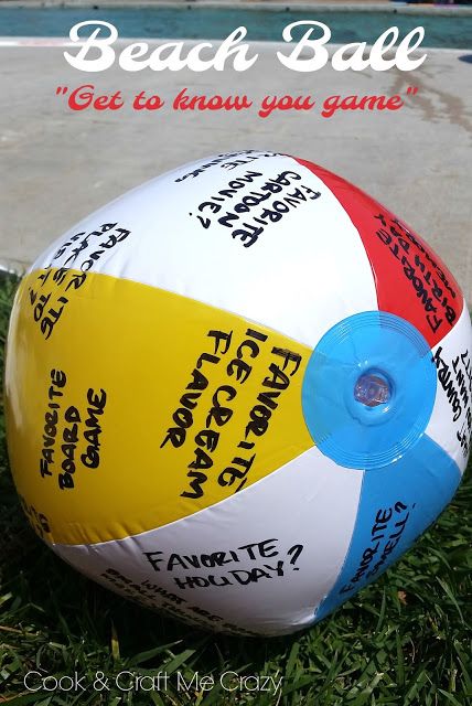 Get to know you Beach Ball Game! Perfect for birthdays, family reunion and church activities of any kind! Beach Ball Therapy Activity, Beach Ball Volleyball, Beach Ball Ice Breaker Questions First Day Of School, Beach Ball Get To Know You Questions, Swim Team Building Activities, Pool Team Building Games, Beach Ball Ice Breaker Questions, Team Bonding Activities Sports, Team Building Activities For Teachers