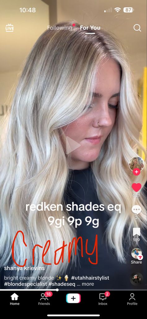 Blonde Shades, Redken Shades, Creamy Blonde, Redken Shades Eq, Blonde Tones, Shades Of Blonde, Mirror Mirror, Hair Goals, Hair Inspo