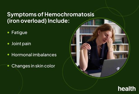 Hemochromatosis (iron overload) occurs when your body stores too much iron, causing symptoms like fatigue, joint pain, and changes in skin color. Iron Overload, Journalism Major, Emergency Room Nurse, 8th Sign, Hormone Imbalance, Medical Education, Emergency Room, Signs And Symptoms, Health Conditions