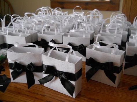 Elegant Black and White Reception | Elegant black and white wedding party favor gift bags by steppnout, $1 ... Black And White Wedding Party, White Wedding Party, Elegant Black And White Wedding, White Wedding Favors, Black And White Wedding Theme, Black White Parties, White Wedding Theme, Black And White Theme, בר מצווה