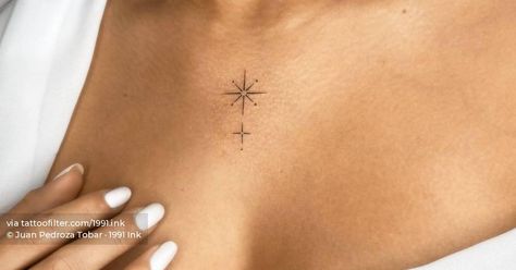 Center Of Chest Tattoo Female, Sparkle Chest Tattoo Female, Small Dainty Chest Tattoo, Tatto In The Middle Of Chest Women, Sternum Tattoo Small Chest, Small Under Chin Tattoo Woman, Tiny Chest Tattoo Female, Middle Of Chest Tattoo Female, Simple Women’s Sternum Tattoo