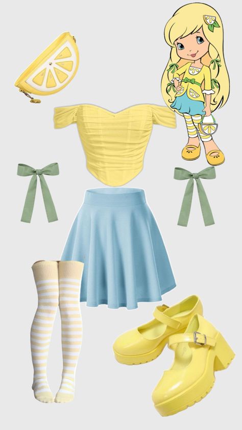 Lemon Meringue Costume Ideas, Lemon Meringue Costume, Costume Ideas Simple, Halloween Strawberry, Incredible Costume, Strawberry Shortcake Outfits, Cake Costume, Strawberry Shortcake Costume, Halloween Duo