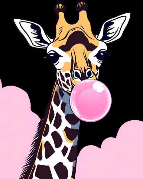 Taking a stretch and a pop! 🦒💥 Check out my bio for more designs #GiraffeVibes #BubbleGumFun #art #giraffe #zooanimals #design Neon Giraffe, Funny Giraffe Painting, Pink Giraffe Print Wallpaper, Giraffe Graphic, Funky Giraffe Art, July 31, Zoo Animals, Bubble Gum, Cute Wallpapers