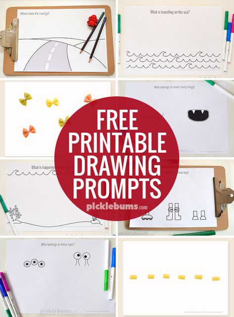 Free Printable Drawing prompts - feasy access to all our free printable drawing prompts here Preschool Journals, Drawing Prompts, Art Worksheets, Easy Art Projects, Drawing Activities, Drawing Prompt, Homeschool Art, Printable Activities, Art Classroom