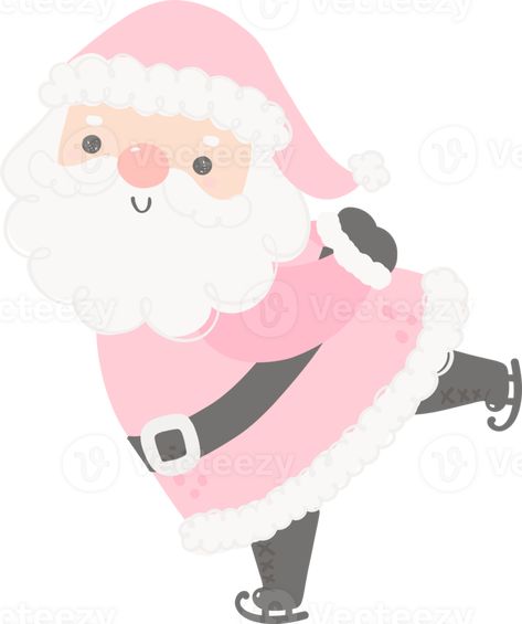 Pink Santa Claus, Pink Santa, Pink Images, Pink Christmas, Ice Skating, Free Png, Cute Pink, Christmas Presents, Santa Claus