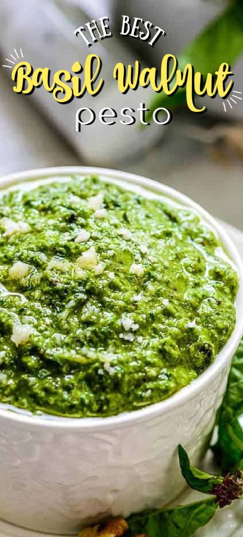 Pesto With Walnuts Recipes, Walnut Pesto Recipe, Basil Walnut Pesto, Pasta Lemon, Pesto Sauce Recipe, Pine Nut Recipes, Basil Pesto Recipes, Walnut Pesto, Basil Recipes