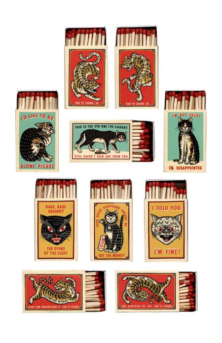 Delightful Characters Matches - RAVI ZUPA Ravi Zupa, Drunk Cat, Tupac T Shirt, Art Critique, Arthur Rackham, Match Stick, Safety Matches, Relief Print, Grocery Stores