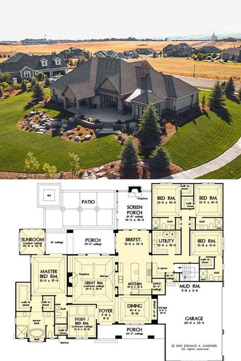 Houses 5 Bedroom, Ranch 5 Bedroom Floor Plans, One Story Mountain Ranch House Plans, Single Story Luxury House Plans, Unique 5 Bedroom House Plans, Large Single Floor House Plans, One Floor 5 Bedroom House Plan, 1 Floor Mansion Floor Plan, Single Level 5 Bedroom House Plans