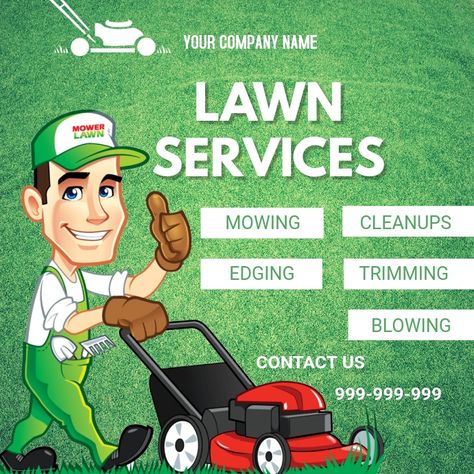 Lawn Service Flyer, Lawn Mowing Business Flyer, Landscape Flyer Design, Lawn Mowing Business, Lawn Care Flyers, Lawn Care Logo, Lawn Care Business Cards, Garden Business, Lawn Care Business