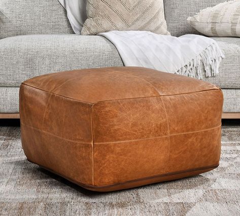 Gaona Leather Pouf Square Pouf Ottoman, Square Pouf, Ottoman Coffee, Classic Home, Leather Pouf, Storage Ottoman Bench, Ottoman Coffee Table, Lounge Seating, Leather Ottoman