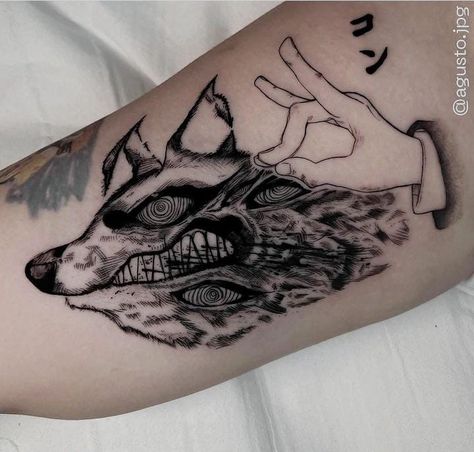 Aki Tattoo, Kon Tattoo, Manga Panel Tattoos, Chainsaw Man Tattoo, Emo Tattoos, Virgo Tattoo, Demon Tattoo, Spooky Tattoos, Detailed Tattoo