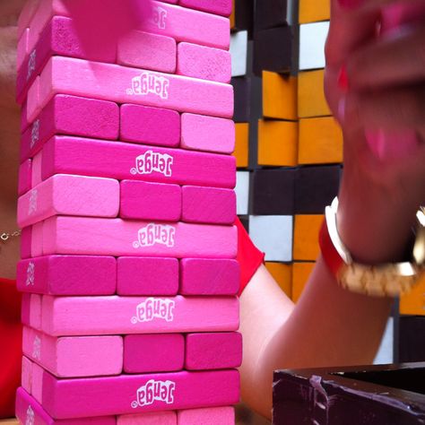 Pink Jenga I want these!!! Pink Game Night Decor, Pink Jenga, 30th Bday Party, Giant Jenga, Jenga Blocks, Pink Games, 30th Bday, Birthday Week, 1 Birthday