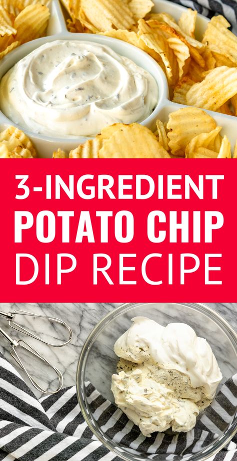 3-Ingredient Potato Chip Dip Recipe -- If you're a chips and dip junkie, you're going to LOVE this out-of-this-world easy chip dip... AND it doubles as a delicious veggie dip! | copycat Lawson's chip dip | chip dip recipes | cream cheese chip dip | homemade chip dip | best chip dip | chip dip for parties #chipdip #easyrecipe #easyapps #appetizerseasy #partyrecipes #appetizerideas #appetizers Cream Cheese Chip Dip, Sour Cream Chip Dip, Potato Chip Dip, Homemade Chip Dip, Chip Dip Recipe, Easy Chip Dip, Best Chip Dip, Cheese Chip Dip, Sour Cream Chips