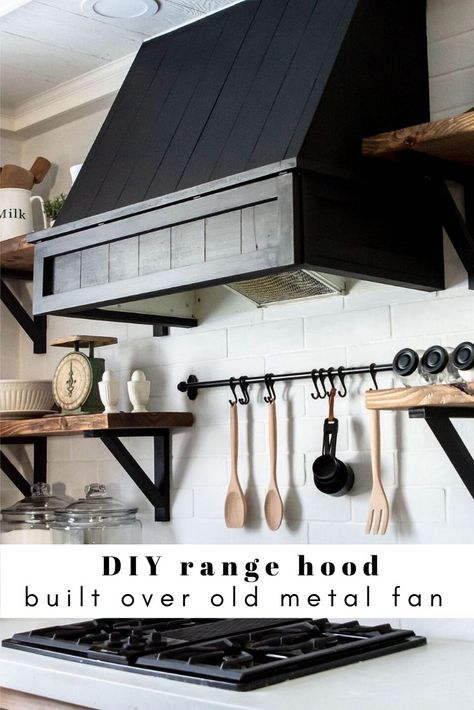 Nov 20, 2019 - Build your own DIY range hood around an old fan. Re-use that old kitchen vent fan by building a range hood around it. DIY range hood. Faux Brick Tiles, Diy Range Hood, Brick Tile Backsplash, Kitchen Hood Design, Kitchen Vent Hood, Kitchen Vent, Diy Kitchen Renovation, Casa Country, Kitchen Range Hood