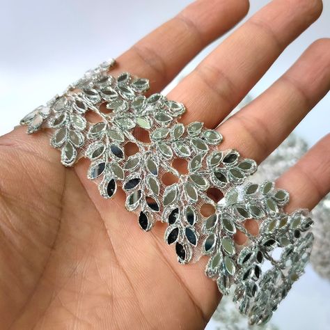 Dupatta Lace, Silver Antique Mirror, Indian Dupatta, Diy Belts, Lehenga Gown, Lace Diy, Sewing Lace, Denim Jacket Patches, Plain Outfits