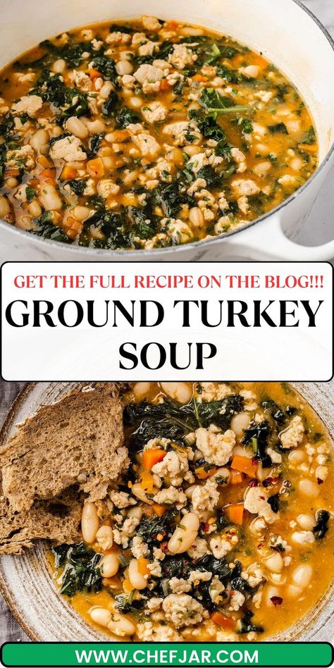 Cozy up with a bowl of Ground Turkey Soup with Vegetables - a hearty, nourishing blend of lean ground turkey and a medley of fresh vegetables. This wholesome soup is perfect for a comforting, healthy meal that's easy to prepare and full of flavor. Ground Turkey Vegetable Soup, Turkey Lentil Soup, Turkey Vegetable Soup, Easy Crockpot Soup, Soup With Vegetables, Ground Turkey Soup, Ground Turkey Recipes Healthy, Healthy Ground Turkey, Turkey Soup Recipe