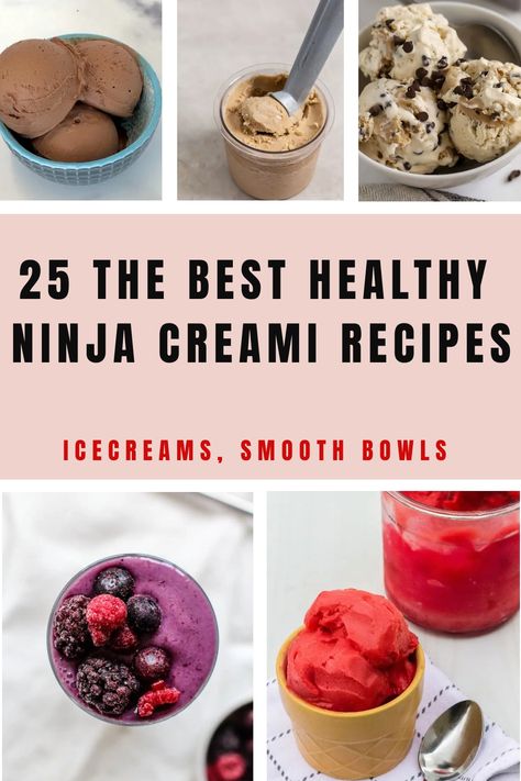 25 Healthy Ninja Creami Recipes To Satisfy Your Sweet Tooth https://flavorfulpinch.com/healthy-ninja-creami-recipes Ice Cream Smoothie Bowl, Creami Smoothie Bowls, Ninja Creamy Acai Bowl, Nice Cream Recipes For Ninja Creami, Ninja Creami Recipes Slushy, Ninja Cream I Smoothie Bowl, Whole 30 Ninja Creami Recipes, Ninja Creami Healthy Recipes Ww, Healthy Ninja Cremini Recipes