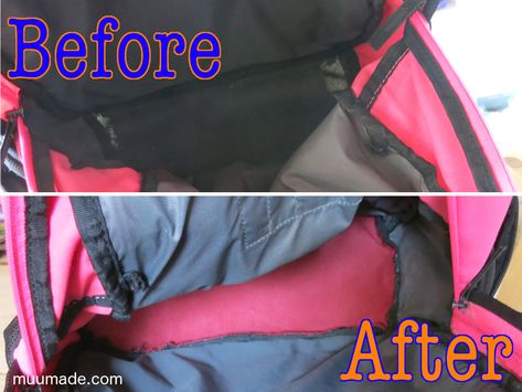 How to Reinforce the Bottom of a Backpack - Muumade Cheap Versatile Backpack With Detachable Strap, Purse Into Backpack Hack, Backpack With Detachable Strap For Errands, How To Turn Your Purse Into A Backpack, Easy Drawstring Backpack Tutorial, Backpack Hacks, Fix A Zipper, Diy Backpack, Fabric Glue