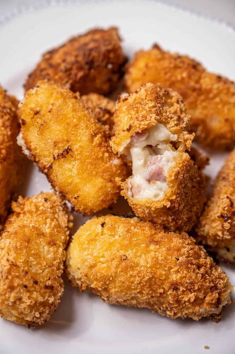 Ham Croquettes Recipe, Flavored Mashed Potatoes, Ham Croquettes, Spanish Ham, Spanish Tapas Recipes, Croquettes Recipe, Serrano Ham, Tapas Recipes, Spanish Tapas