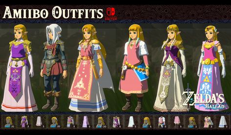 Zelda's Ballad - Amiibo Outfits (Switch) [The Legend of Zelda: Breath of the Wild (Switch)] [Mods] Zelda Diy, Calamity Ganon, Hyrule Castle, Anniversary Outfit, Linked Universe, Botw Zelda, Princesa Zelda, Legend Of Zelda Memes, Wild Outfits