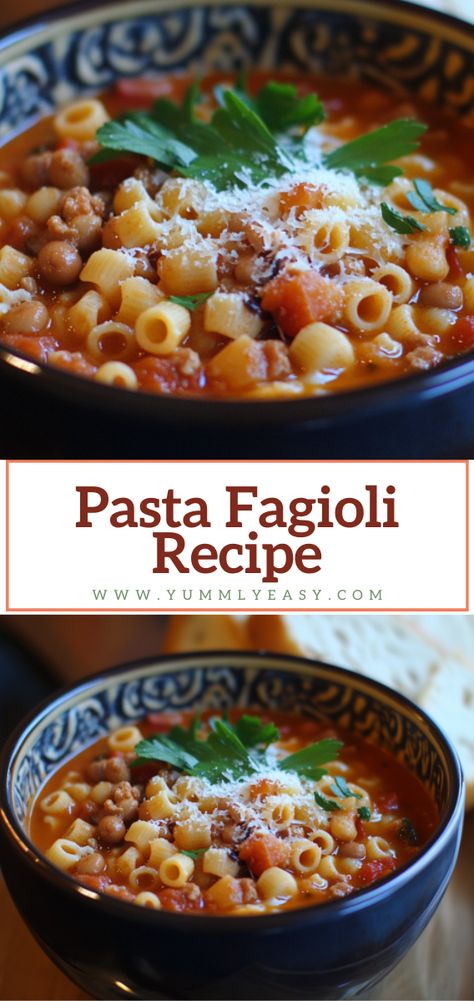 Ww Pasta Fagioli Soup, Pasta Fagioli With Ground Turkey, Pasta Fagoli Recipes, Italian Pasta Soup, Pasta Fazool Recipe Italian, Pasta Fagioli Soup Recipe, Pasta Fagioli Recipe, Pasta Fagioli Soup, Au Gratin Potato Recipes