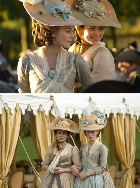 The Duchess (2008) Starring: Keira Knightley as Georgiana Cavendish, Duchess of Devonshire and her new friend Hayley Atwell as Lady Elizabeth 'Bess' Foster. (click thru for larger image) Keira Knightley Movies, Rose Bertin, Georgiana Cavendish, 18th Century Hats, The Duchess Of Devonshire, Kiera Knightly, Pink Saturday, Best Costume Design, Keira Knightly