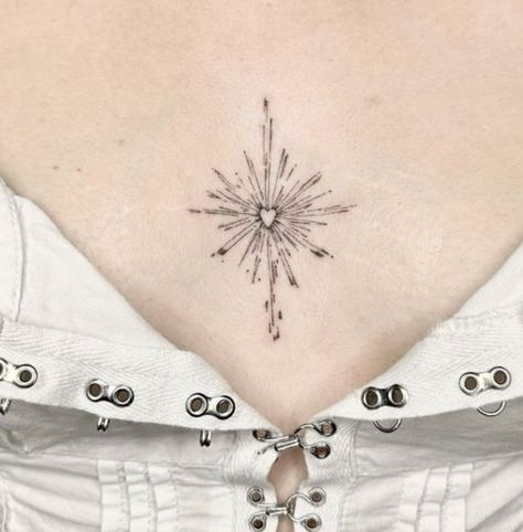 Tattoo Blue Ink, Star Spine Tattoo, Sternum Tattoo, Spine Tattoo, Spine Tattoos, Best Tattoo Designs, Art Tattoos, Star Tattoos, Ink Stain