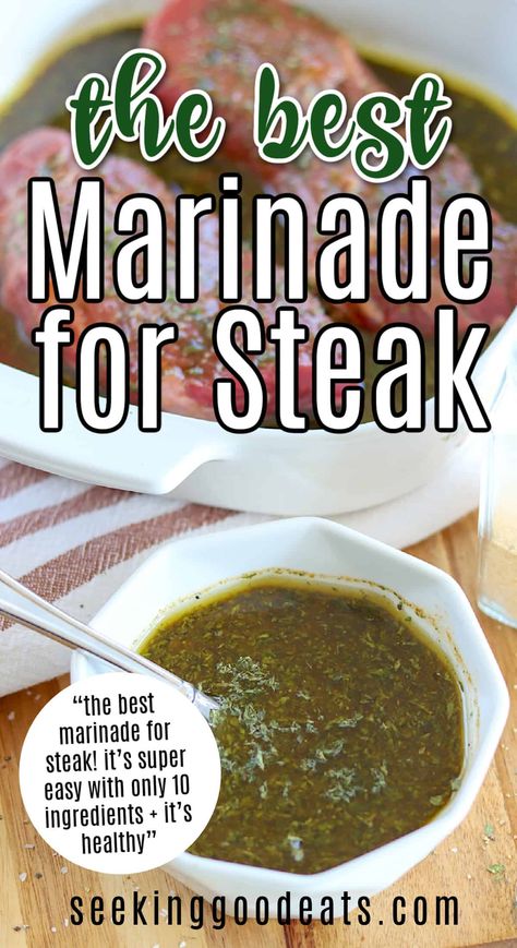 Here's a simple 10 ingredient marinade for steak that can be used on any cut of beef - from sirloin steaks to ribeyes, flank, tips, beef roast and more. Enjoy! Easy Marinade For Steak, Marinade For Steak, Easy Steak Marinade Recipes, Beef Roasts, Steak Marinade Easy, Healthy Steak, Sirloin Steak Recipes, Steak Marinade Recipes, Beef Marinade