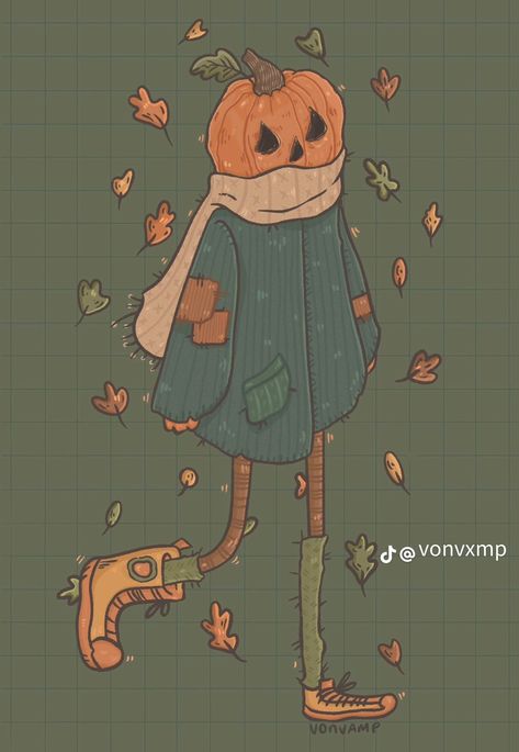 Halloween Sketch Ideas, Holiday Pfp, Pumpkin Person, October Illustration, Fall Sketches, Fall Characters, Fall Doodles, Letter Illustration, Spooky Characters