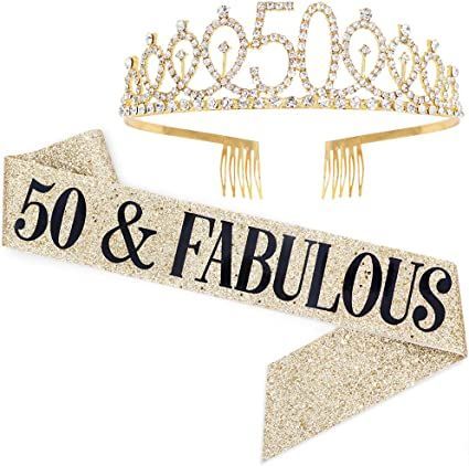 50 Birthday Gifts, 50th Birthday Sash, Birthday Tiara, Mexico Trip, Birthday Sash, 50th Bday, 50 Birthday, 50 & Fabulous, Woman Birthday Party