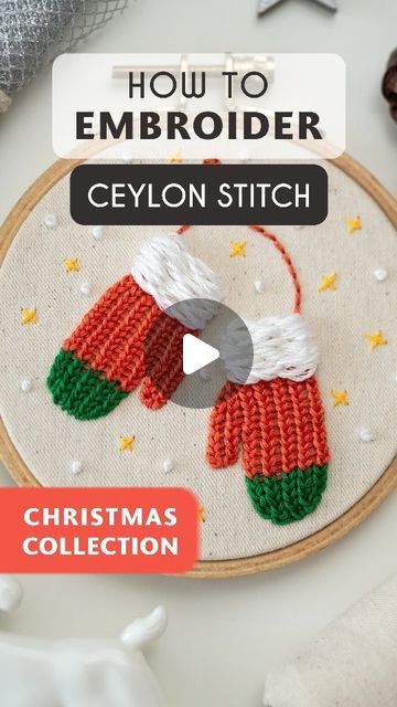 Stella Caraman | Embroidery Patterns & Tutorials on Instagram: "❄️ Apart from the step by step guidance included in each pattern, my Christmas Embroidery Ornaments Collection is coming with useful, additional tutorials, meant to help you learn and make use of in your future embroidery journey. 

Cozy Mittens uses the Ceylon Stitch to add volume and texture to the embroidery and this reel tutorial shows how to easily get successful results when working with it, even if you've never used this stitch before. 

I'd love to know if you used the Ceylon Stitch in any of your embroidery projects or if you're planning on giving it a go on my Cozy Mittens pattern, so let me know in the comments below 🤍

🧵 Find the PDF Pattern so you can practice along in my Etsy shop 
🧵 Subscribe to my newsletter Ceylon Stitch, How To Stitch Felt Ornaments, Embroidery Stitch That Looks Like Knitting, Ceylon Stitch Embroidery, Mitten Embroidery Pattern, How To Embroider Satin Stitch, Step On Fresh Snow Embroidery, Mittens Embroidery, Embroidery Santa