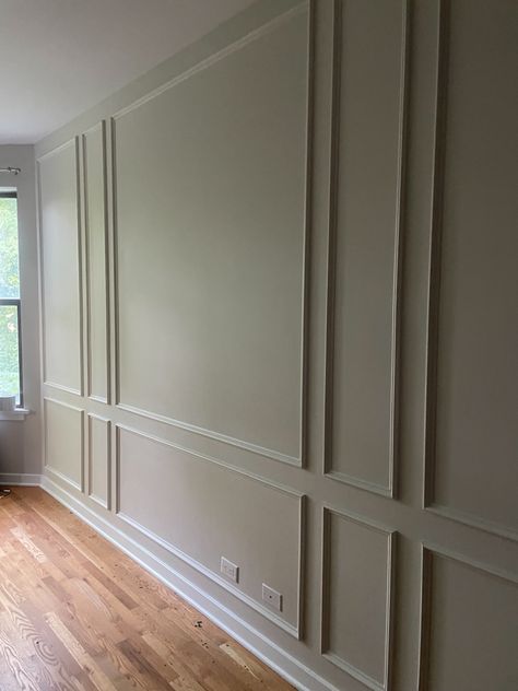 How to add box molding to a living room - Thyme With Caroline Wall Molding On Angled Wall, Picture Molding Around Fireplace, Crown Molding And Wainscoting, Picture Molding On Textured Walls, Picture Moulding On Walls Living Room, Picture Frame Molding Large Wall, Living Room Trim Moldings, Farmhouse Wall Molding Ideas, Family Room Moulding