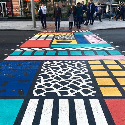 <p>For the Better Bankside project, designer <a href="http://camillewalala.com/" target="_blank">Camille Walala</a> emblazoned a crosswalk with punchy patterns inspired by the Memphis group.</p> Camille Walala, Memphis Group, Urban Intervention, Street Painting, London Design Festival, Memphis Design, Murals Street Art, Street Design, Environmental Design