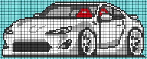 Traditional Pixel Art, Car Alpha Pattern, Car Perler Beads, Car Pixel Art, Pixel Art Logo, Minecraft Car, Pixel Car, Car Drift, Graph Paper Drawings