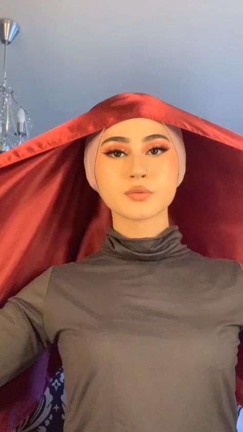 Pin on Hijab Fashion Hijab Veil Style, Outfits With Scarf On Head, Tutorial Turban Hijab, Hijab Style Turban, Ootd Turban Style, Turban Style Outfits, Turban Outfit Street Style, Turban Hijab Outfit, Turban Style Tutorial